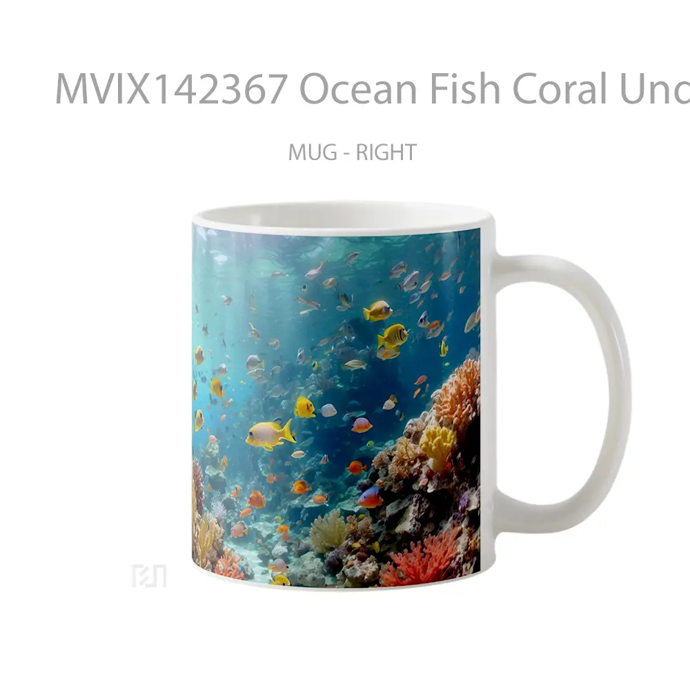 Mug Ocean Fish Coral Underwater Scenery Gelas Pemandangan Alam - All-side / Desain