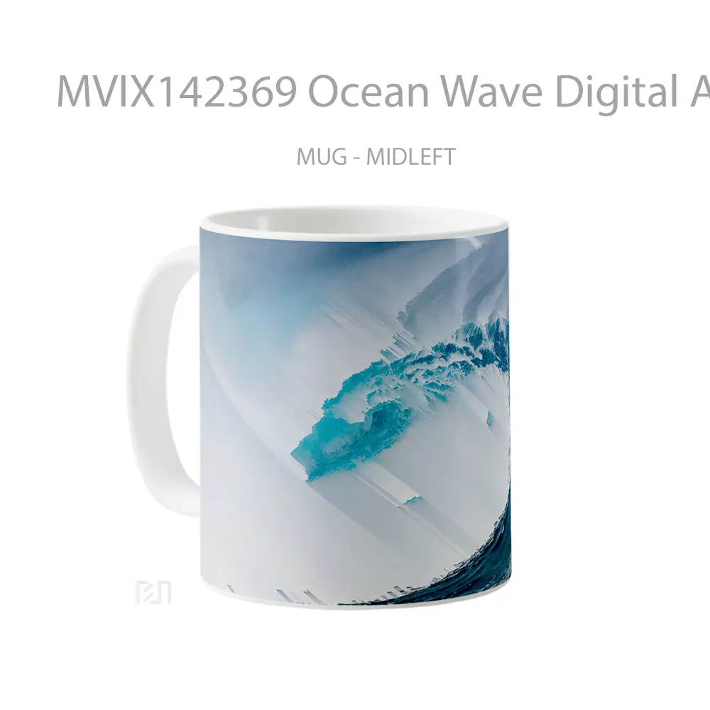 Mug Ocean Wave Digital Art Gelas Pemandangan Alam - All-side / Desain
