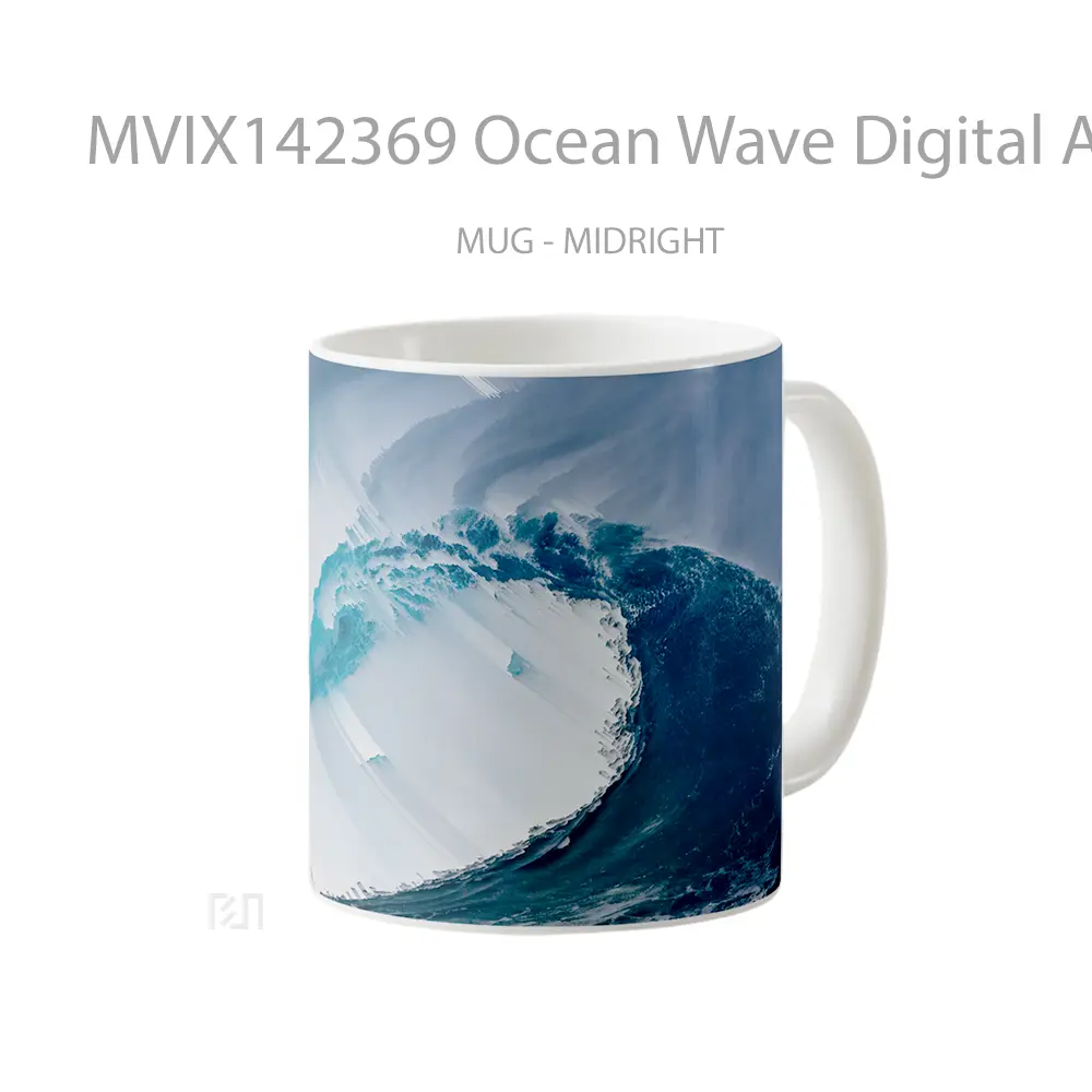 Mug Ocean Wave Digital Art Gelas Pemandangan Alam - All-side / Desain