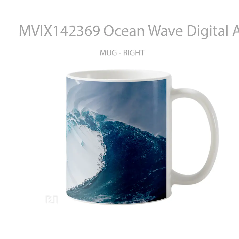 Mug Ocean Wave Digital Art Gelas Pemandangan Alam - All-side / Desain