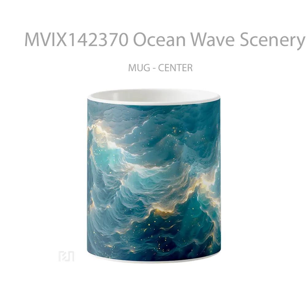 Mug Ocean Wave Scenery Digital Art Gelas Pemandangan Alam