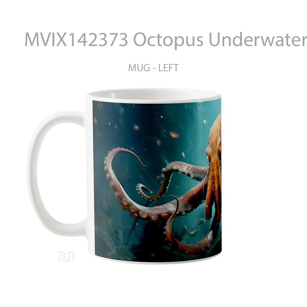Mug Octopus Underwater Gelas Keramik Unik - All-side / Desain