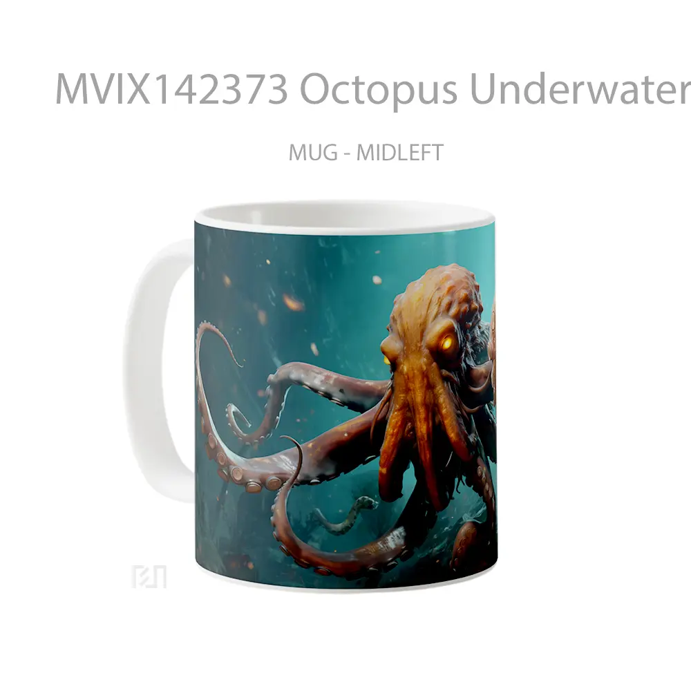 Mug Octopus Underwater Gelas Keramik Unik - All-side / Desain