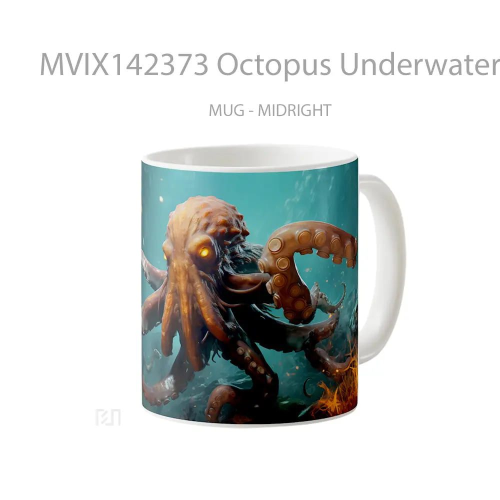 Mug Octopus Underwater Gelas Keramik Unik - All-side / Desain