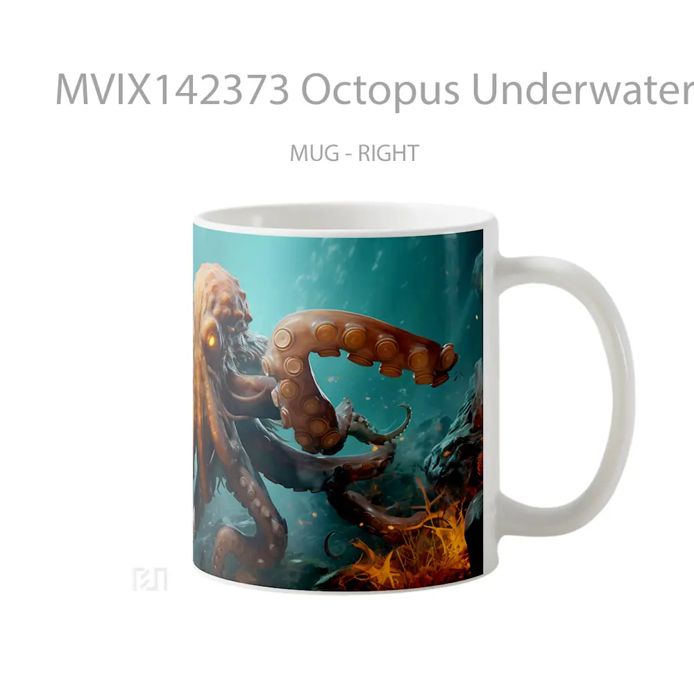 Mug Octopus Underwater Gelas Keramik Unik - All-side / Desain