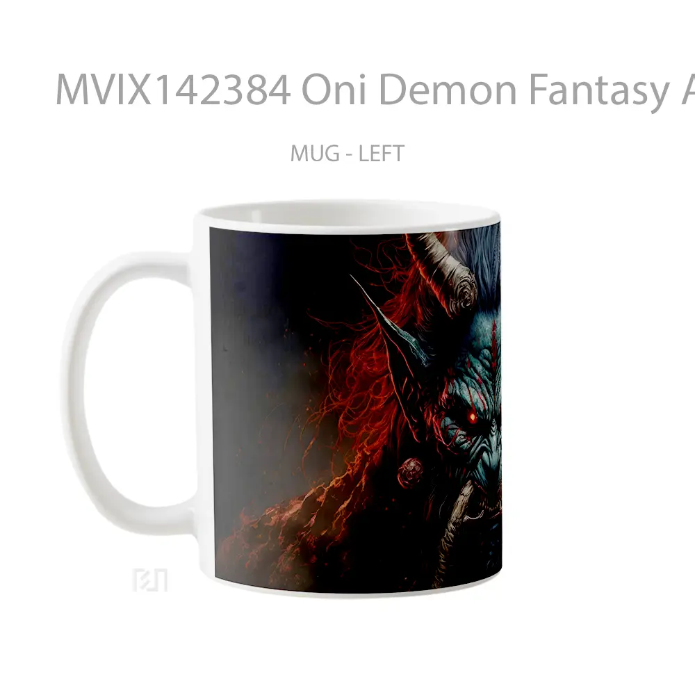 Mug Oni Demon Fantasy Ai Gelas Keramik Unik - All-side / Desain