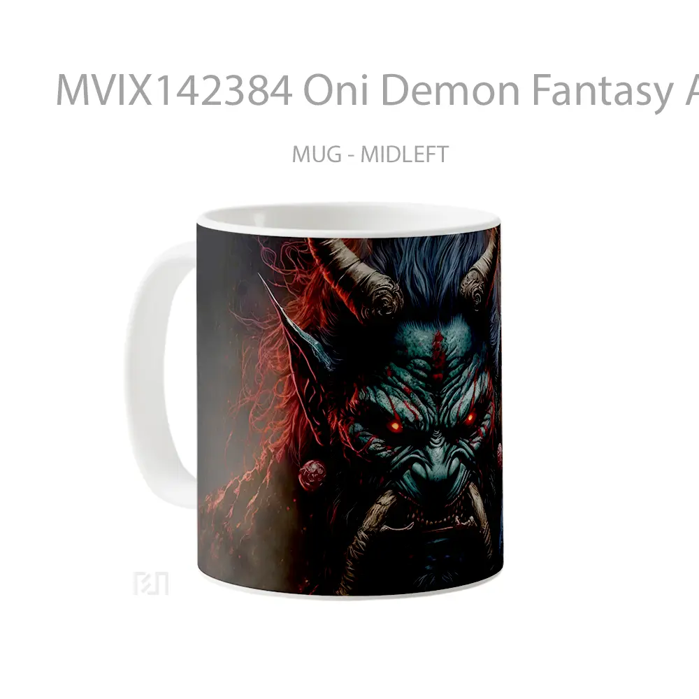 Mug Oni Demon Fantasy Ai Gelas Keramik Unik - All-side / Desain