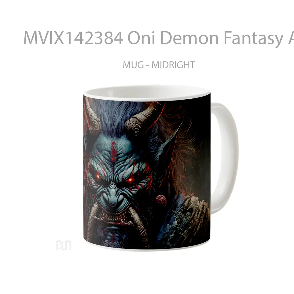 Mug Oni Demon Fantasy Ai Gelas Keramik Unik - All-side / Desain