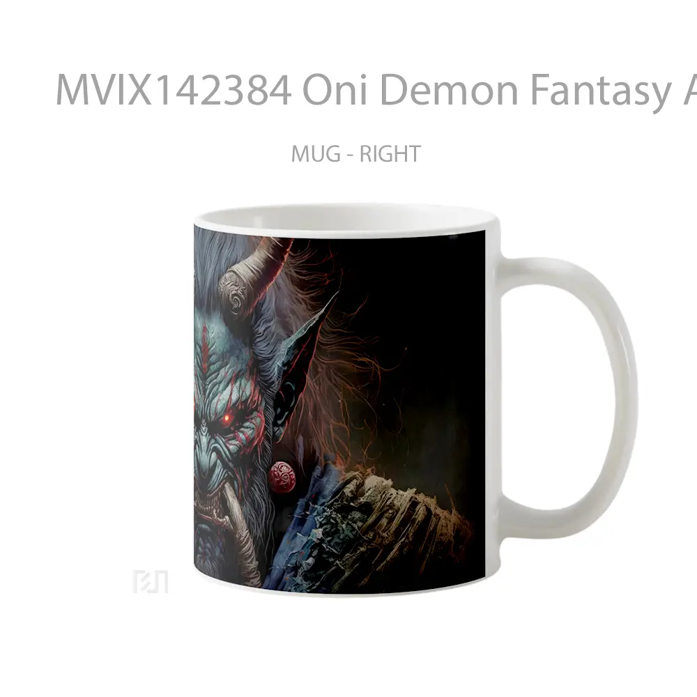 Mug Oni Demon Fantasy Ai Gelas Keramik Unik - All-side / Desain