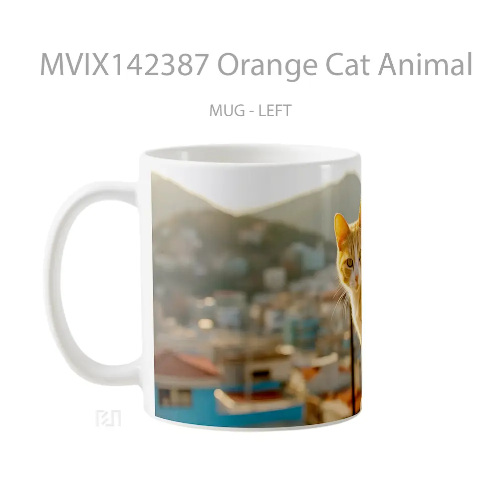 Mug Orange Cat Animal Gelas Hewan Lucu - All-side / Desain