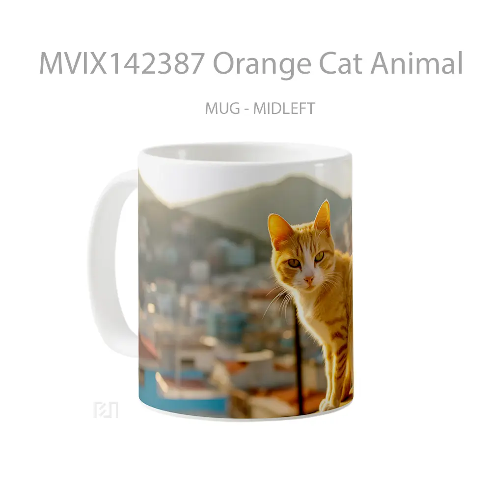 Mug Orange Cat Animal Gelas Hewan Lucu - All-side / Desain