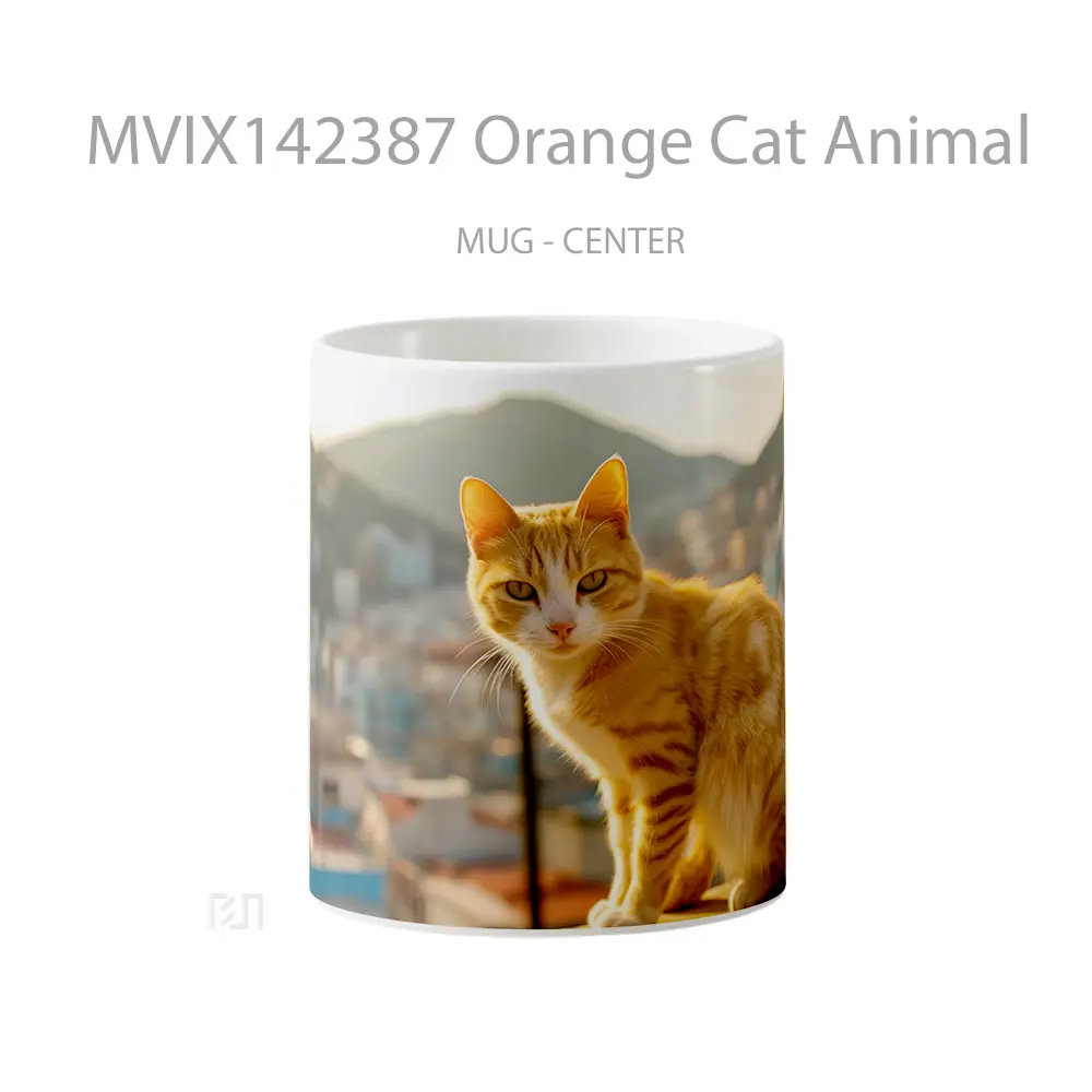 Mug Orange Cat Animal Gelas Hewan Lucu
