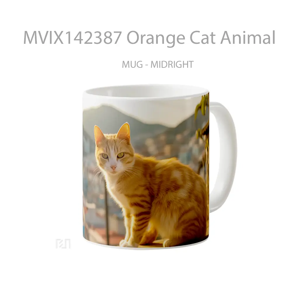 Mug Orange Cat Animal Gelas Hewan Lucu - All-side / Desain