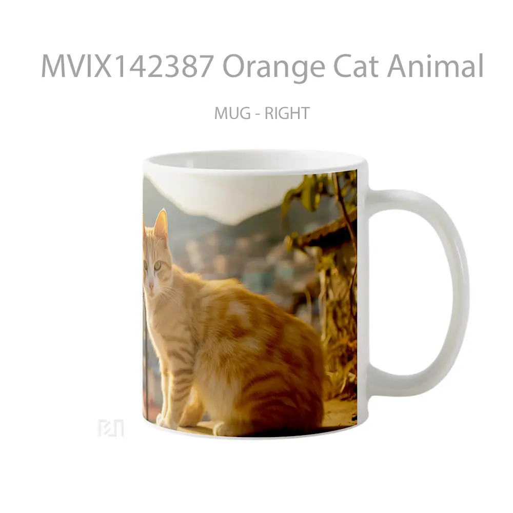 Mug Orange Cat Animal Gelas Hewan Lucu - All-side / Desain
