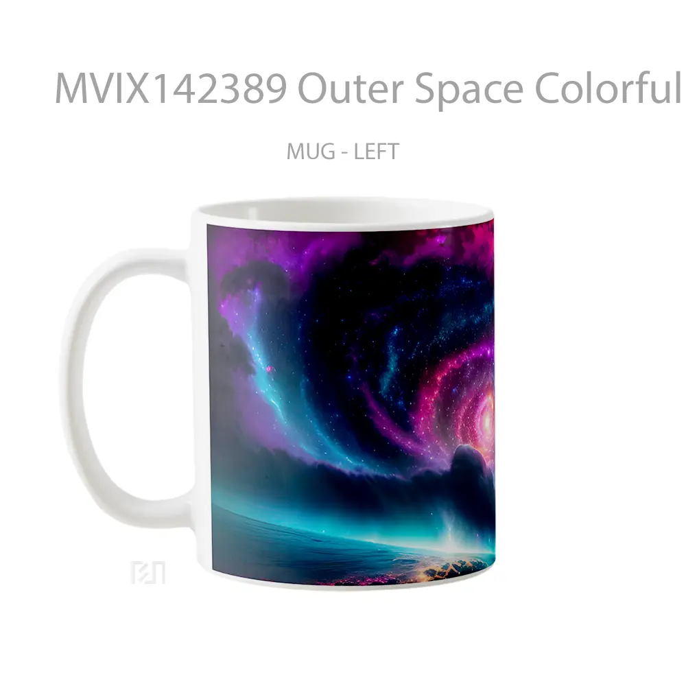 Mug Outer Space Colorful Galaxy Ai Gelas Keramik Unik - All-side / Desain