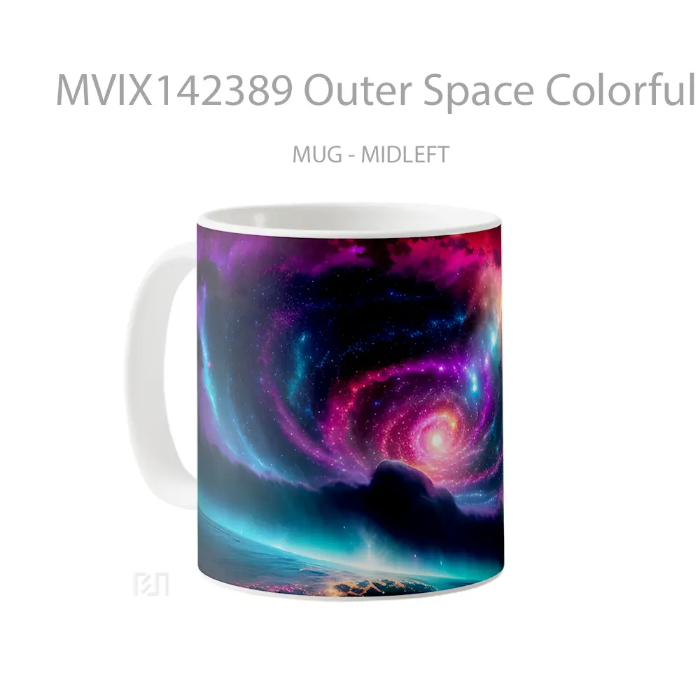 Mug Outer Space Colorful Galaxy Ai Gelas Keramik Unik - All-side / Desain