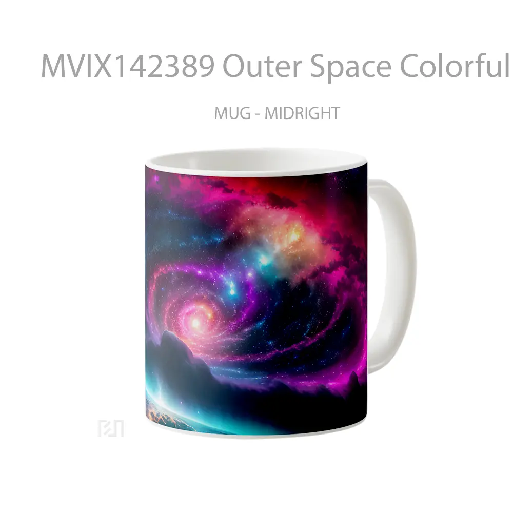 Mug Outer Space Colorful Galaxy Ai Gelas Keramik Unik - All-side / Desain