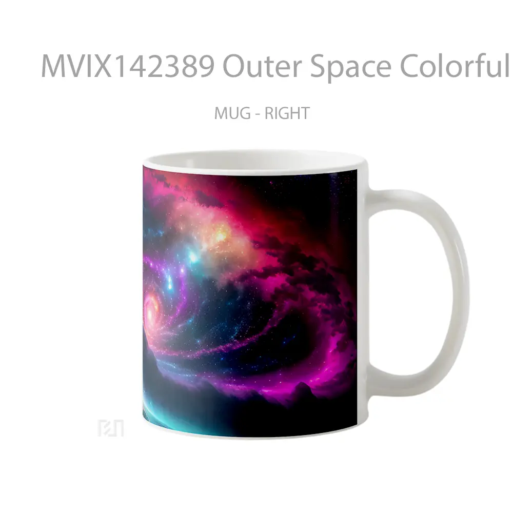 Mug Outer Space Colorful Galaxy Ai Gelas Keramik Unik - All-side / Desain