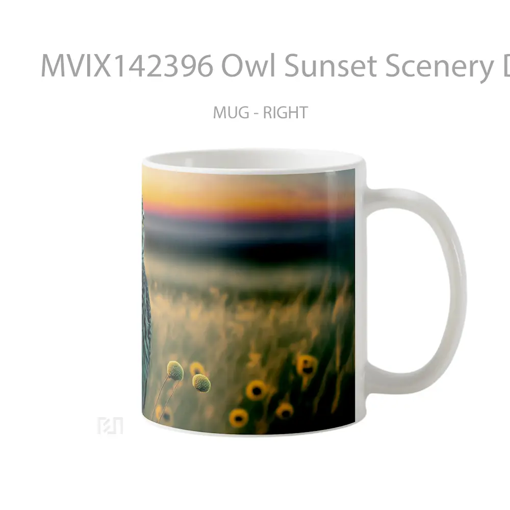 Mug Owl Sunset Scenery Digital Art Gelas Pemandangan Alam - All-side / Desain
