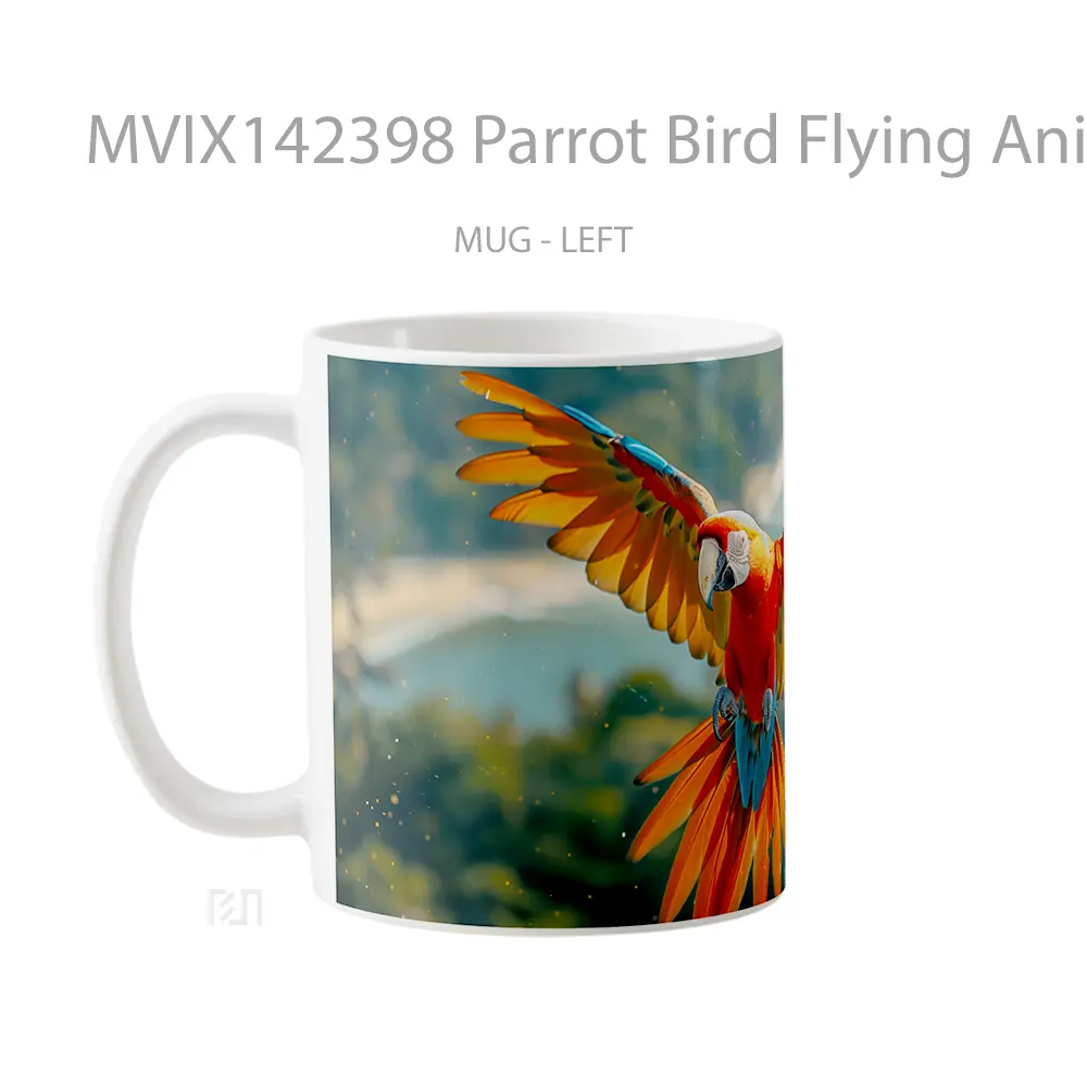 Mug Parrot Bird Flying Animal Gelas Hewan Lucu - All-side / Desain