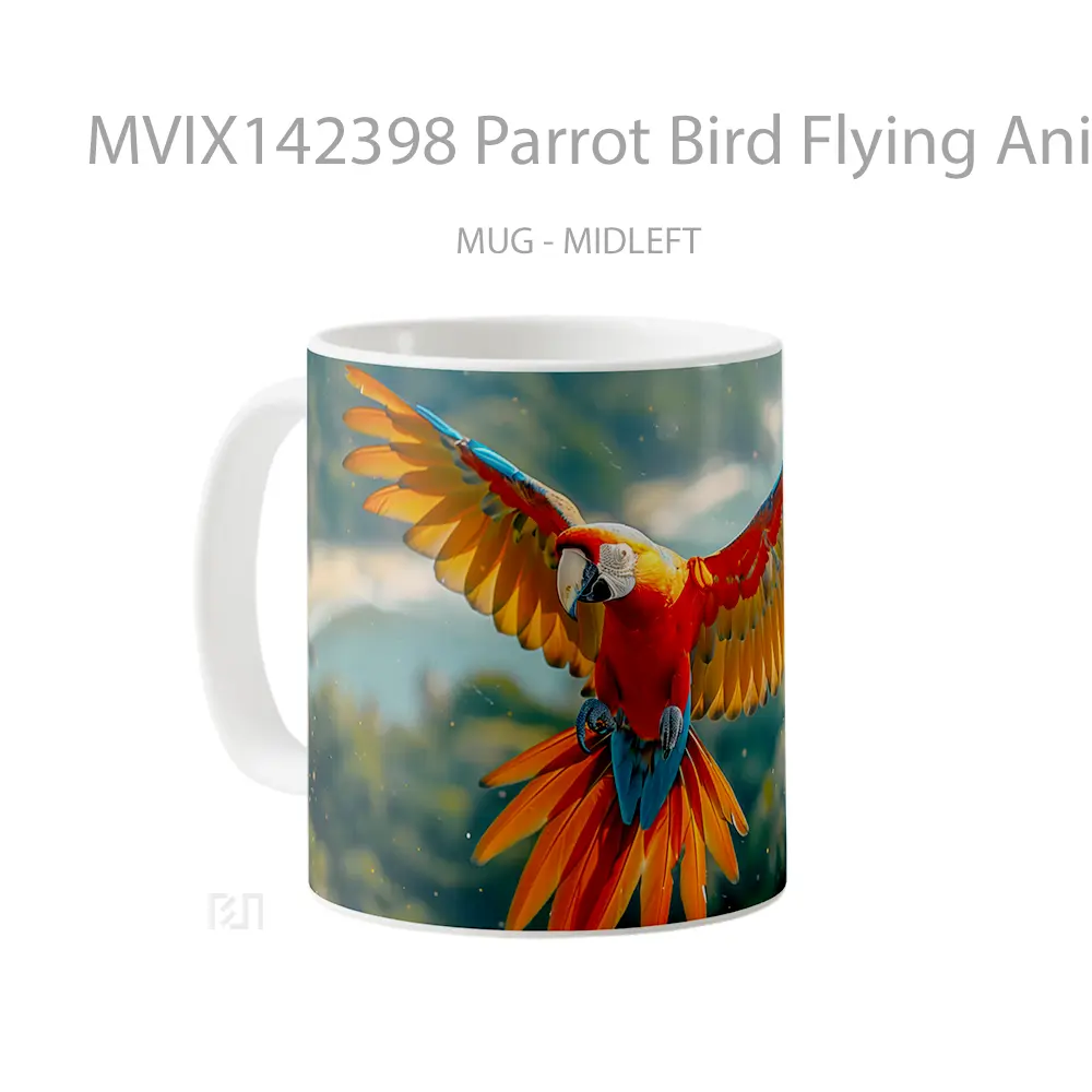 Mug Parrot Bird Flying Animal Gelas Hewan Lucu - All-side / Desain