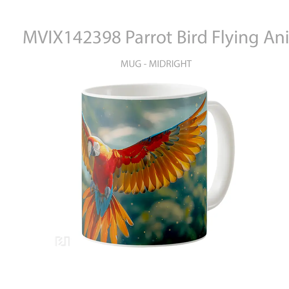 Mug Parrot Bird Flying Animal Gelas Hewan Lucu - All-side / Desain