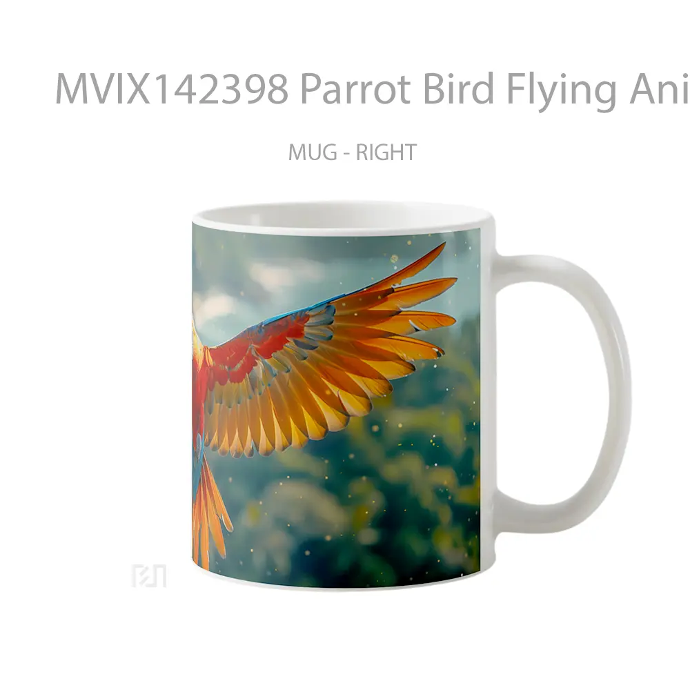 Mug Parrot Bird Flying Animal Gelas Hewan Lucu - All-side / Desain