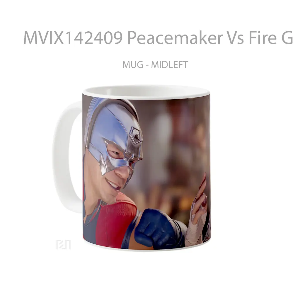 Mug Peacemaker Vs Fire God Liu Kang Peacemaker Mortal Kombat 1 Gelas Keramik Unik - All-side / Desain