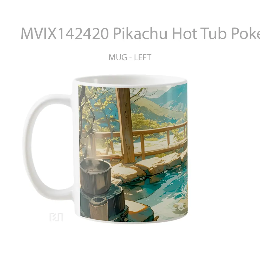 Mug Pikachu Hot Tub Pokemon Gelas Keramik Unik - All-side / Desain