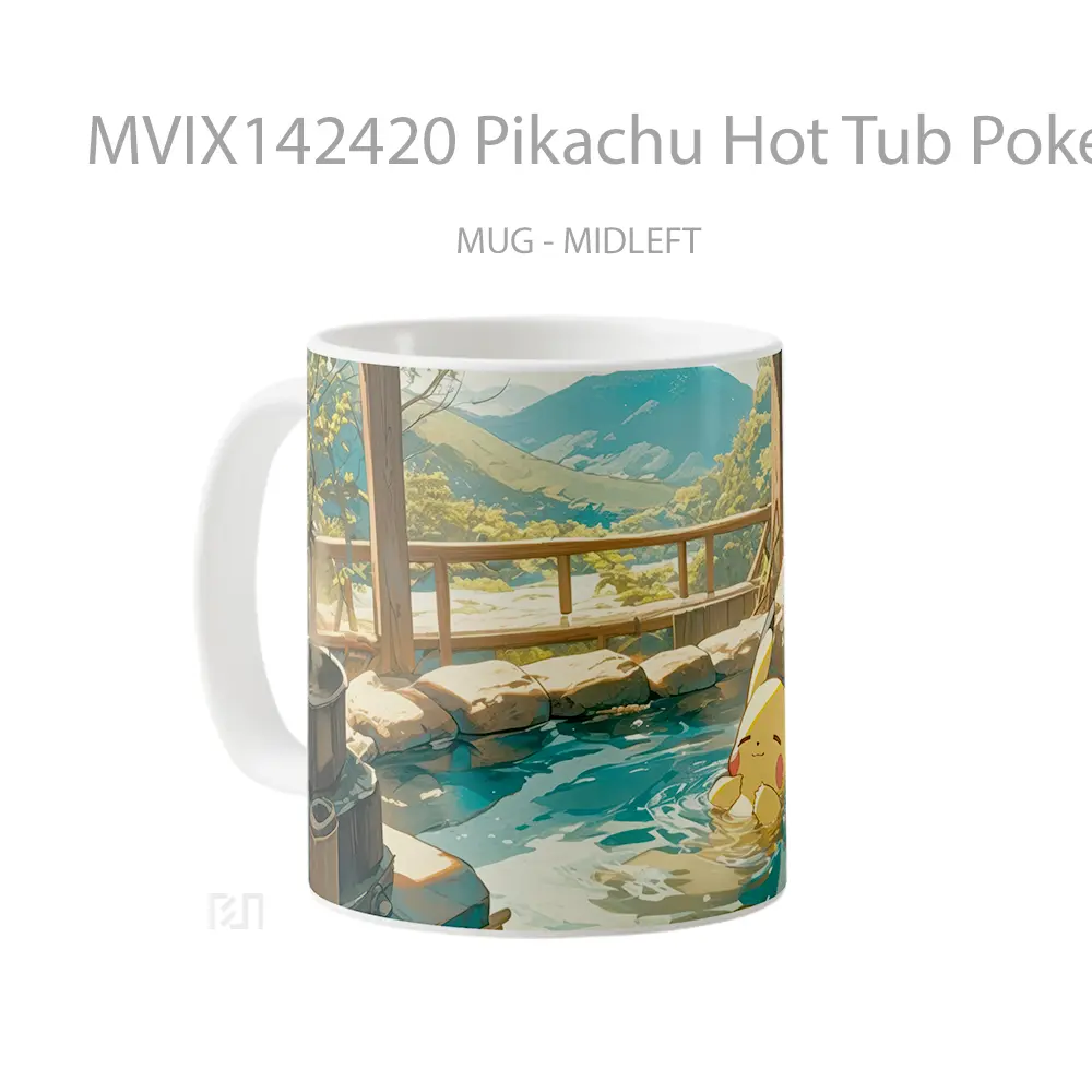 Mug Pikachu Hot Tub Pokemon Gelas Keramik Unik - All-side / Desain