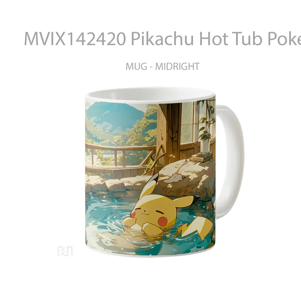 Mug Pikachu Hot Tub Pokemon Gelas Keramik Unik - All-side / Desain