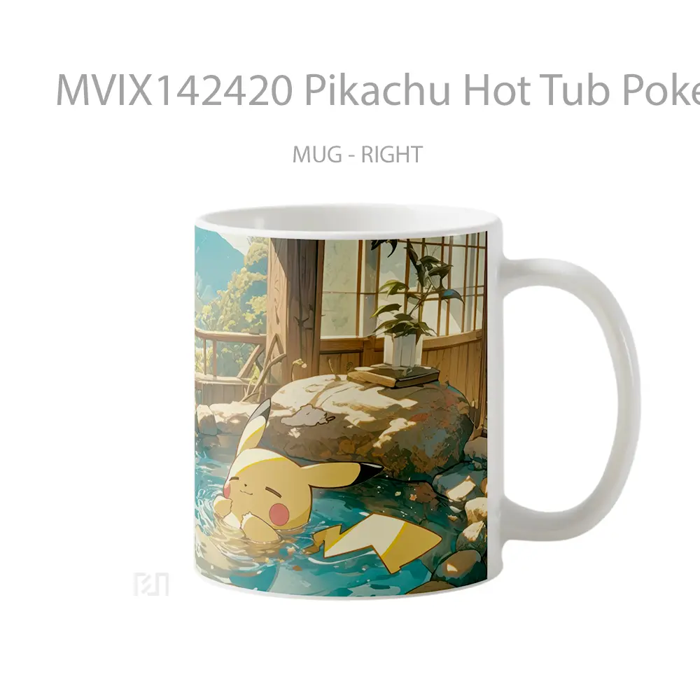 Mug Pikachu Hot Tub Pokemon Gelas Keramik Unik - All-side / Desain
