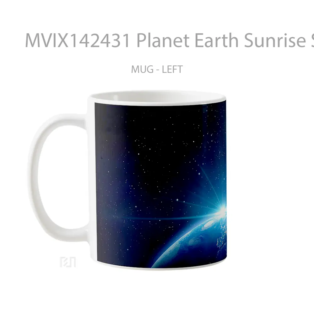 Mug Planet Earth Sunrise Space Gelas Pemandangan Alam - All-side / Desain