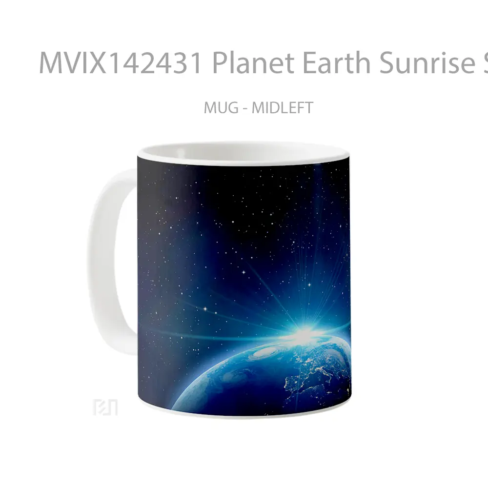 Mug Planet Earth Sunrise Space Gelas Pemandangan Alam - All-side / Desain