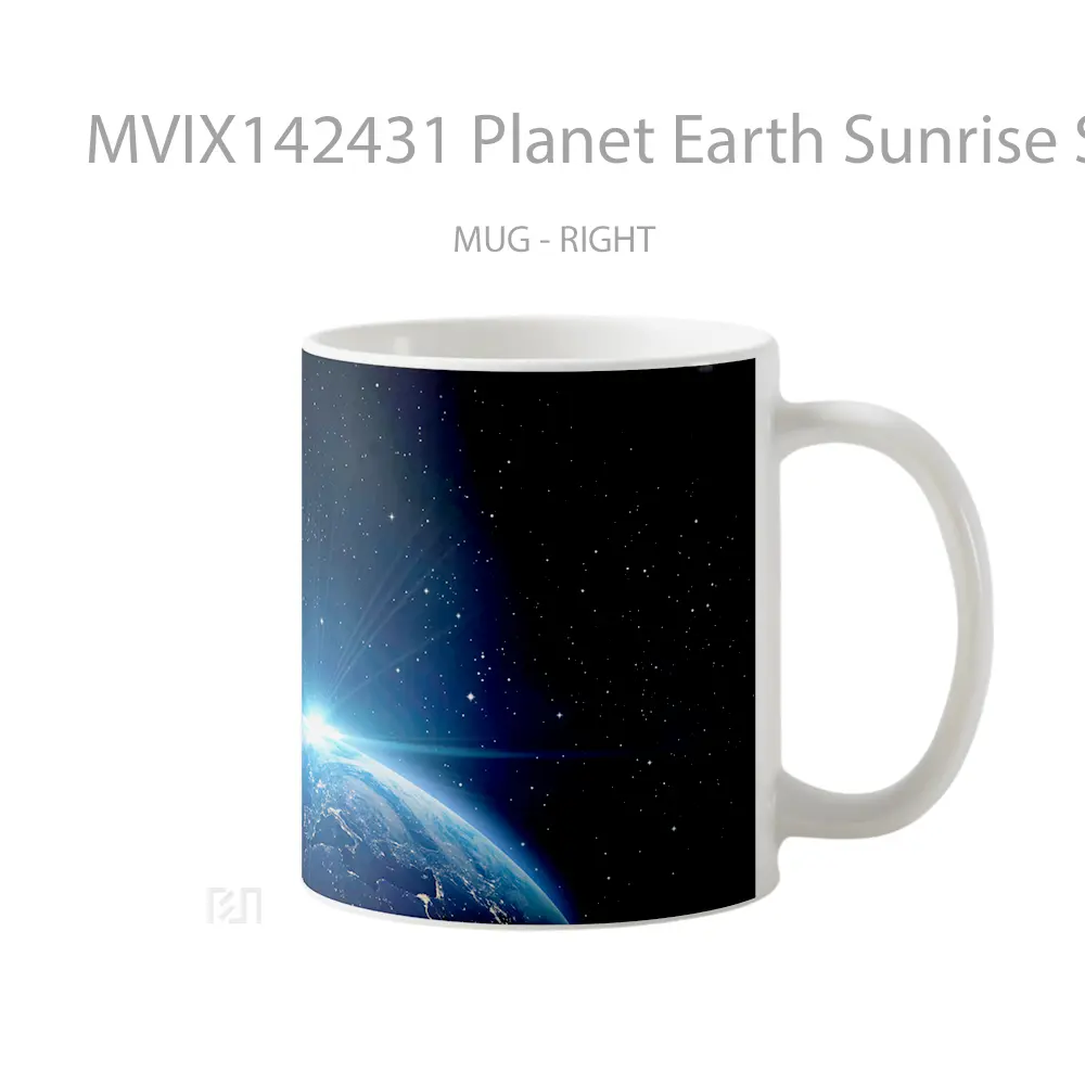 Mug Planet Earth Sunrise Space Gelas Pemandangan Alam - All-side / Desain