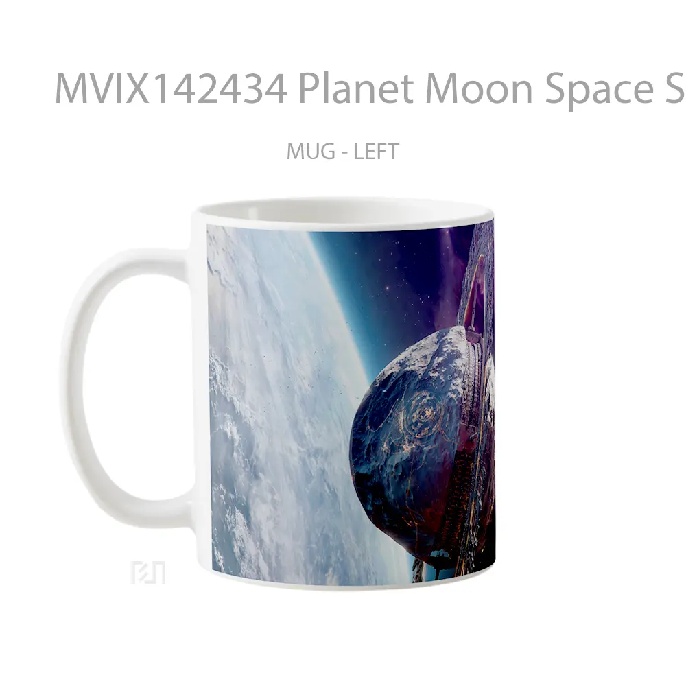 Mug Planet Moon Space Spaceship Gelas Keramik Unik - All-side / Desain