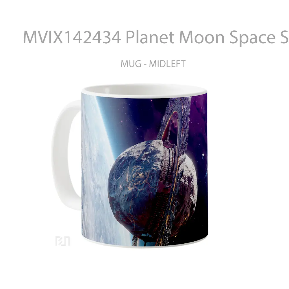 Mug Planet Moon Space Spaceship Gelas Keramik Unik - All-side / Desain