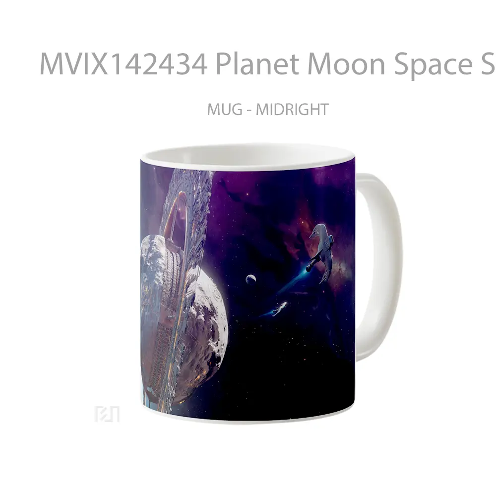 Mug Planet Moon Space Spaceship Gelas Keramik Unik - All-side / Desain