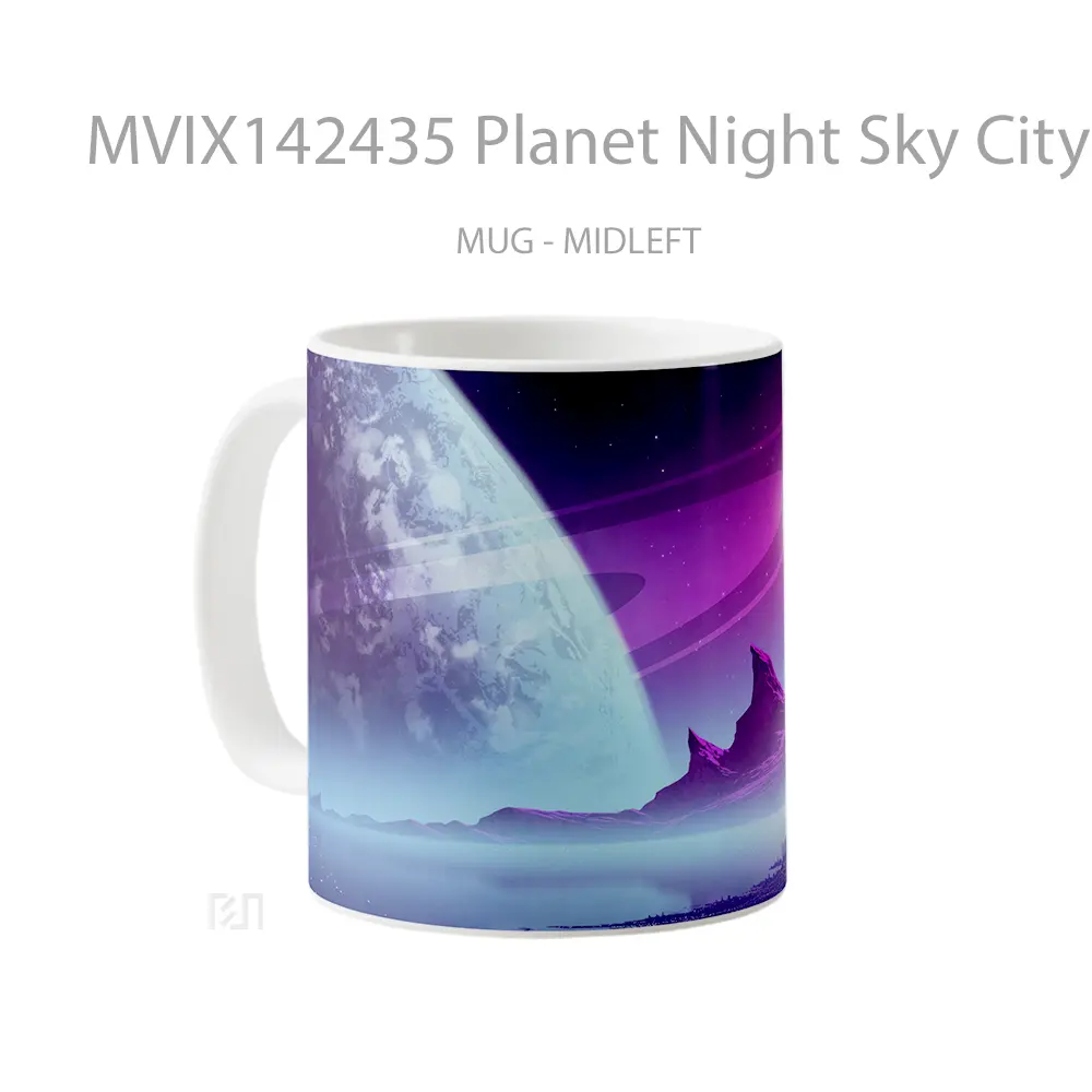 Mug Planet Night Sky City Scenery Digital Art Gelas Pemandangan Alam - All-side / Desain