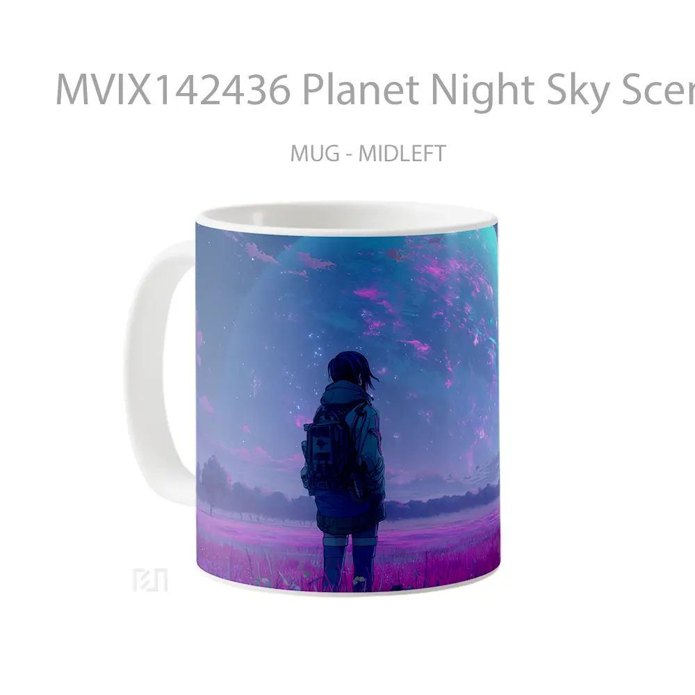 Mug Planet Night Sky Scenery Anime Gir Cangkir Anime - All-side / Desain