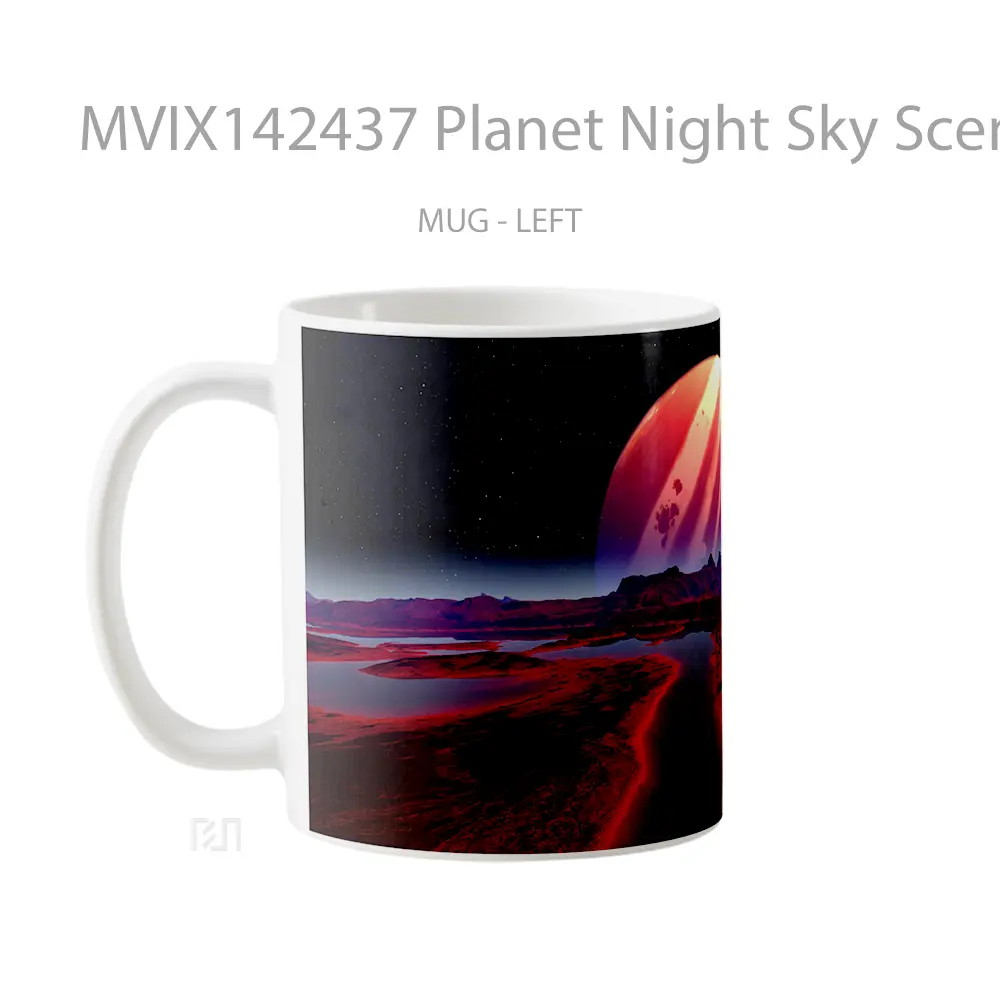 Mug Planet Night Sky Scenery Gelas Pemandangan Alam - All-side / Desain