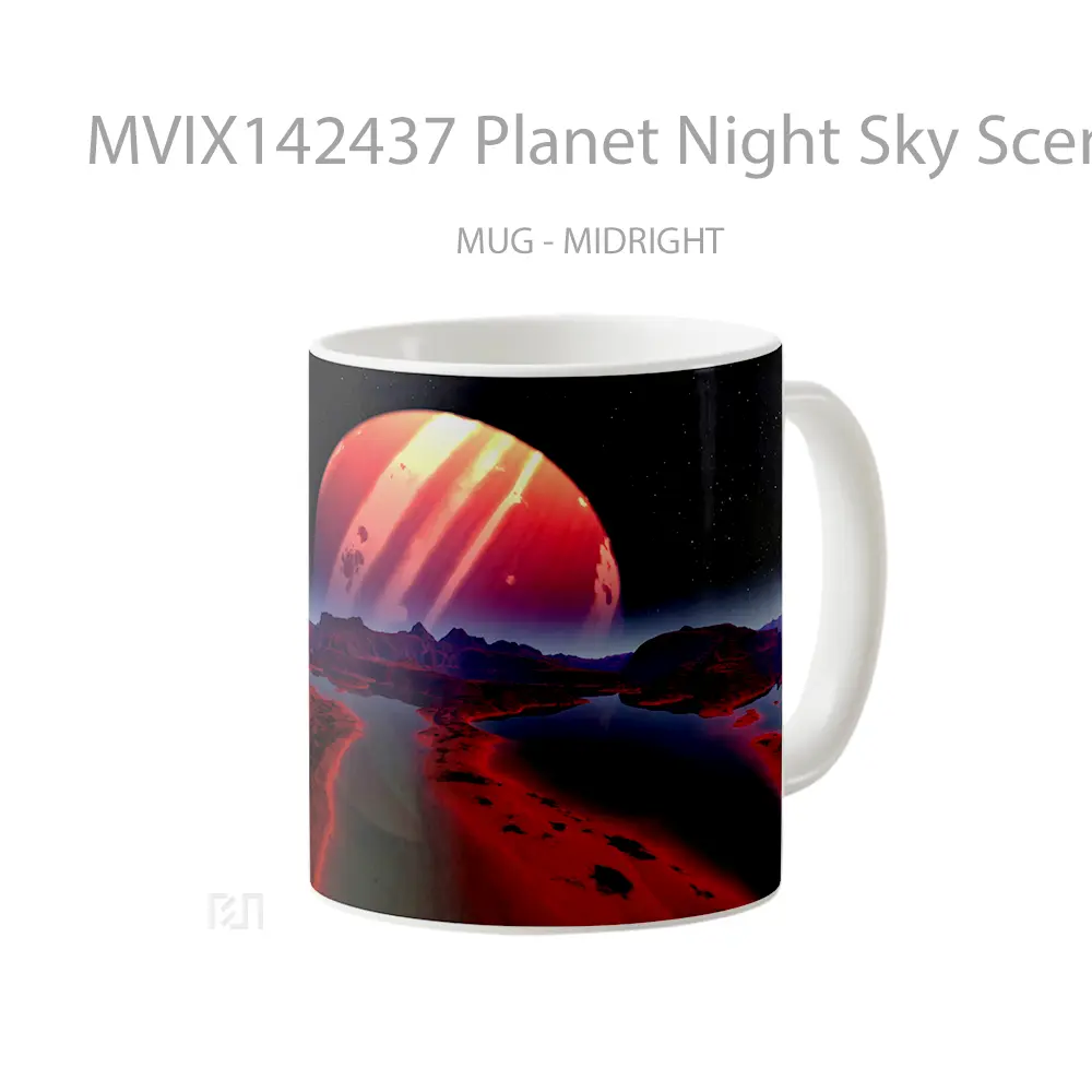 Mug Planet Night Sky Scenery Gelas Pemandangan Alam - All-side / Desain
