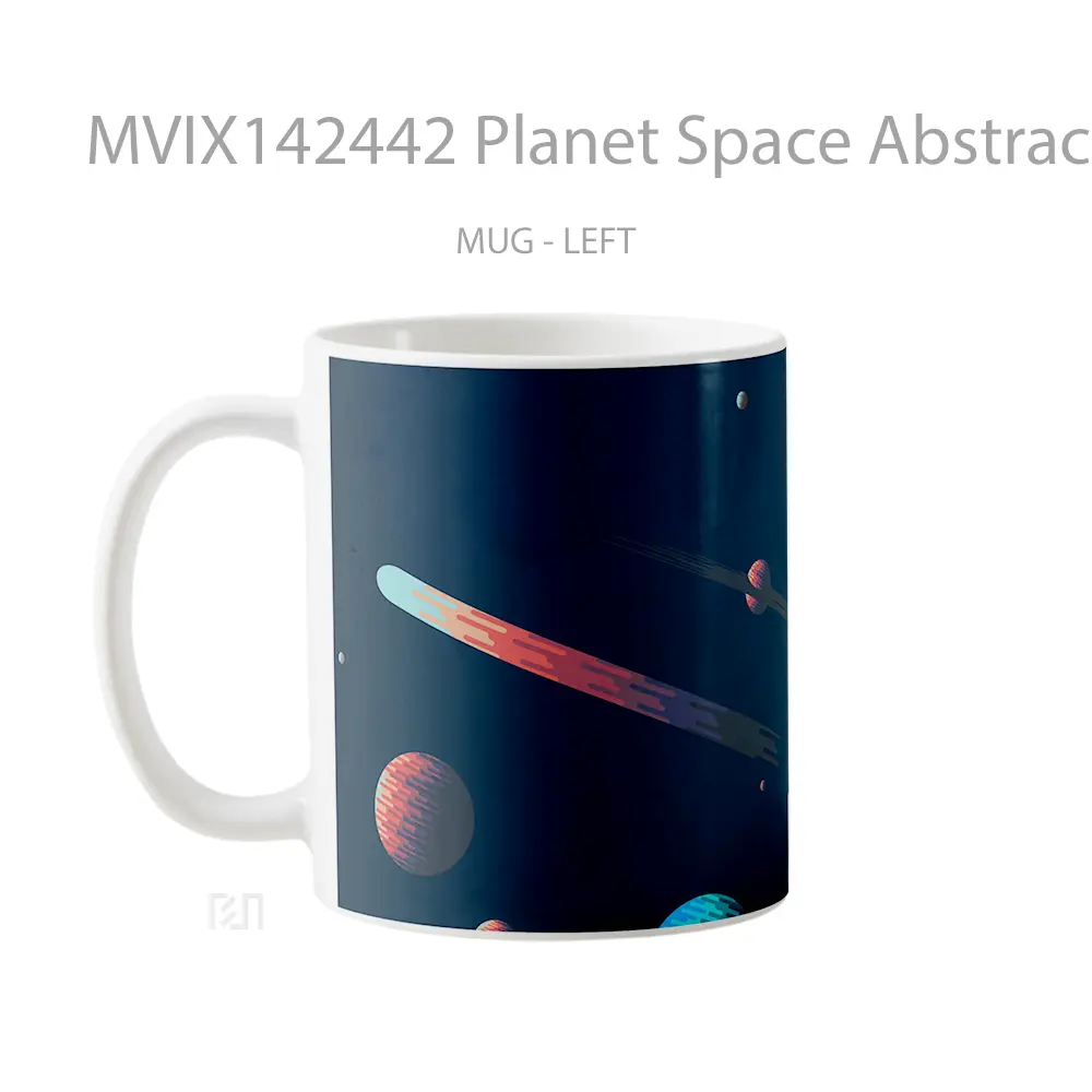 Mug Planet Space Abstract Background Digital Art Gelas Keramik Unik - All-side / Desain