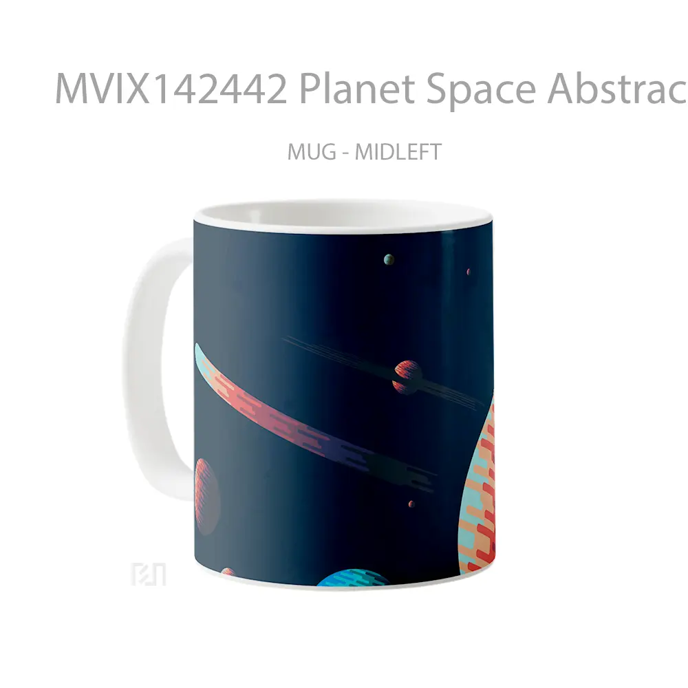 Mug Planet Space Abstract Background Digital Art Gelas Keramik Unik - All-side / Desain