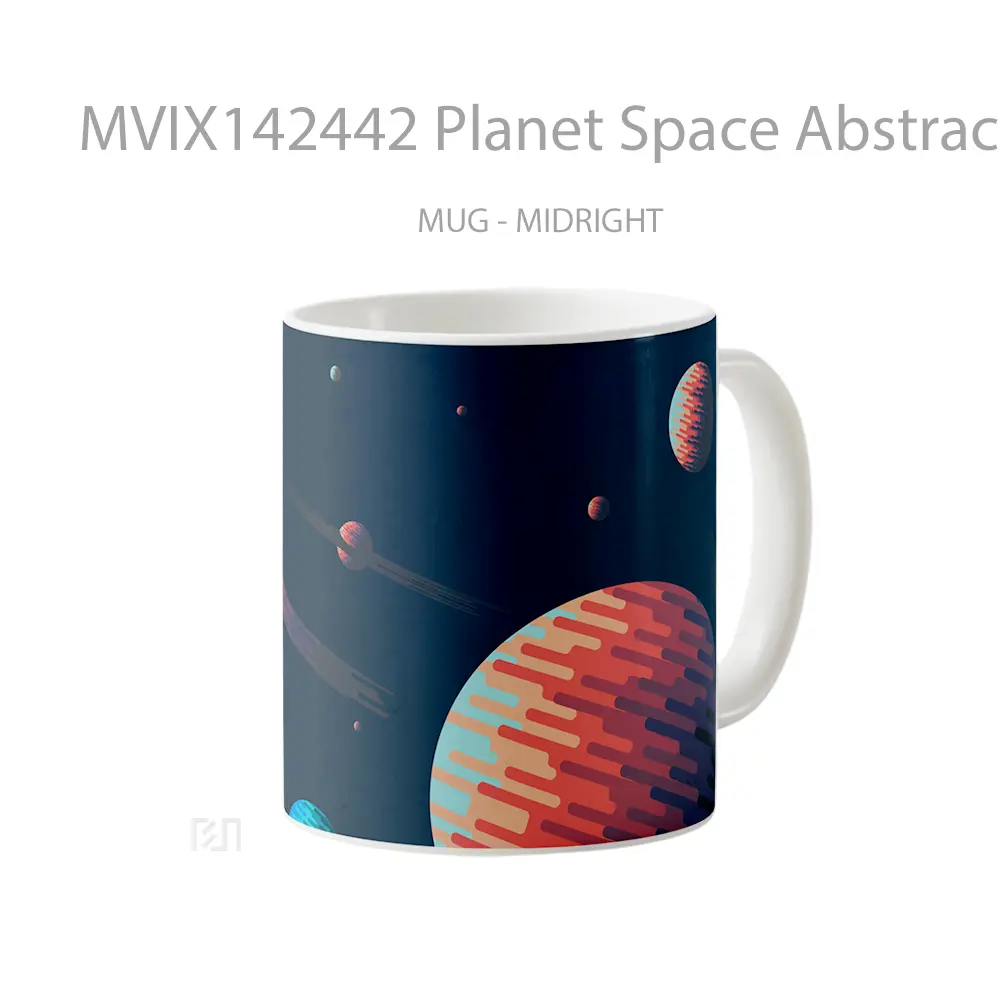 Mug Planet Space Abstract Background Digital Art Gelas Keramik Unik - All-side / Desain