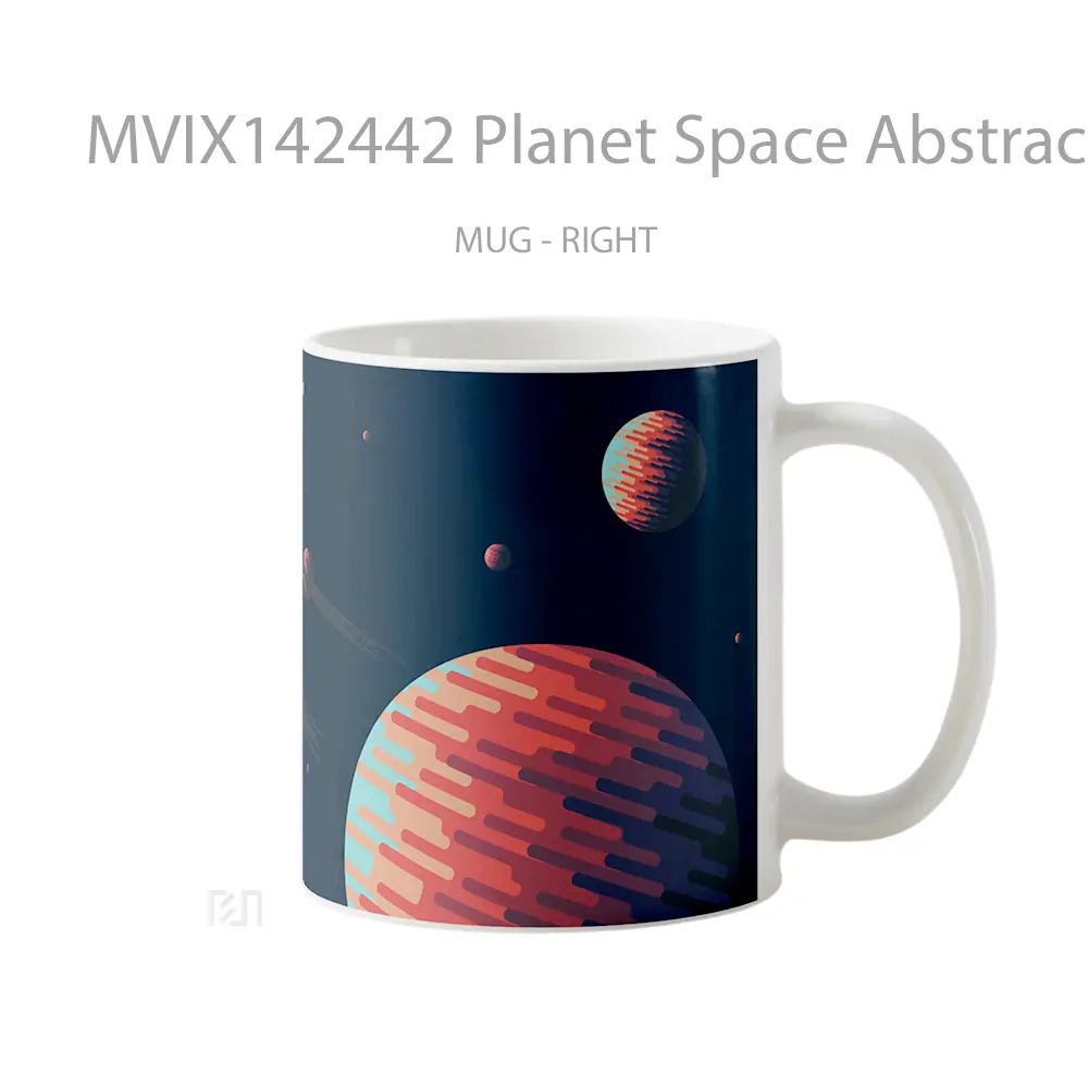 Mug Planet Space Abstract Background Digital Art Gelas Keramik Unik - All-side / Desain