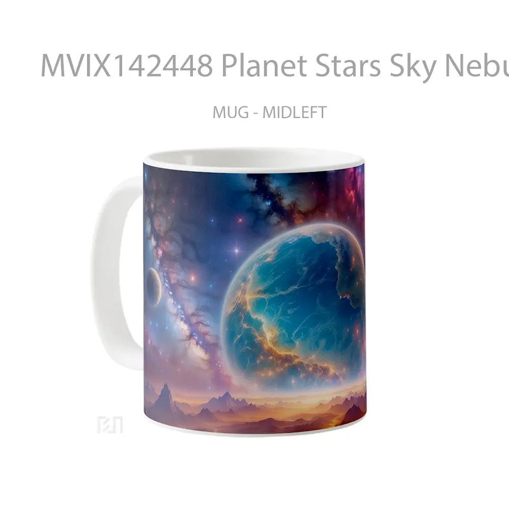 Mug Planet Stars Sky Nebula Space Scenery Gelas Pemandangan Alam - All-side / Desain