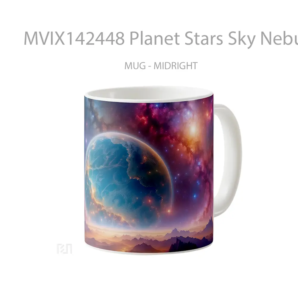 Mug Planet Stars Sky Nebula Space Scenery Gelas Pemandangan Alam - All-side / Desain