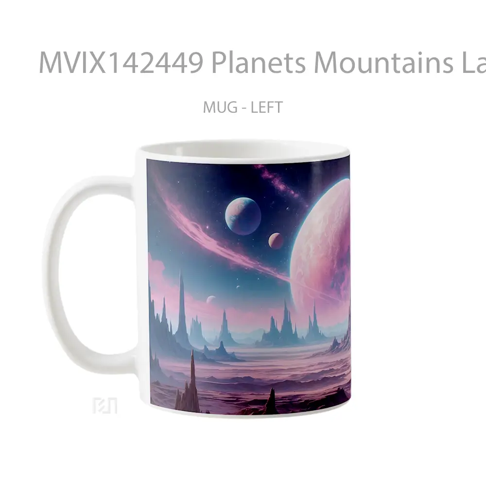Mug Planets Mountains Landscape Space Scenery Gelas Pemandangan Alam - All-side / Desain