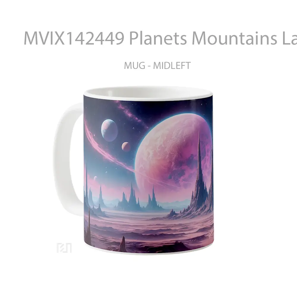 Mug Planets Mountains Landscape Space Scenery Gelas Pemandangan Alam - All-side / Desain